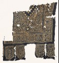 Textile fragment with medallion, squares with quatrefoils and rosettes, and tabs