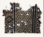 Textile fragment with linked chevrons, flowers, and leaves