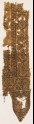 Textile fragment with linked, inverted hearts, and a tab with vines (EA1990.462)