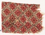 Textile fragment with rosettes, linked circles, and lobed leaves