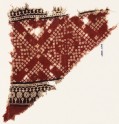 Textile fragment with squares, arches, and bandhani, or tie-dye, imitation