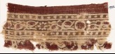 Textile fragment with bands of rosettes, leaves, and dots