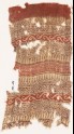 Textile fragment with bands of half-rosettes and vines