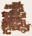 Textile fragment with squares, griffins or dragons, and urns