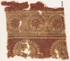 Textile fragment with rosettes in dotted circles