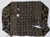 Textile fragment with diamond-shapes, squares, circles, and bandhani, or tie-dye, imitation