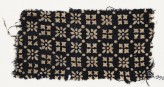Textile fragment with rosettes, squares, and dots