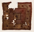 Textile fragment with flowers and cross-hatching