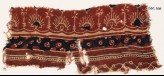 Textile fragment with bands of flowers, palmettes, and circles