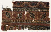 Textile fragment with leaves and dotted vine