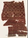Textile fragment with medallions, flowers, and hearts