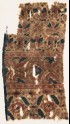 Textile fragment with deer, flowers, and hearts