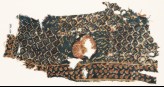 Textile fragment with rose and grid of medallions and rosettes