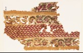 Textile fragment with bands of linked flowers and leaves