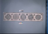 Valance with medallions, peonies, and fruits
