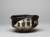 Tea bowl with aubergines and cross-hatches