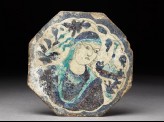 Octagonal tile with woman