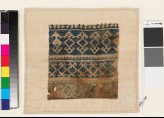 Textile fragment with double palmettes, diamond-shapes, and hooks