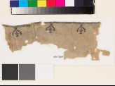 Textile fragment from a garment with stylized birds, trees, and pseudo-kufic inscription (EA1993.180)