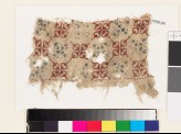 Textile fragment with quatrefoils and lattice of diamond-shapes