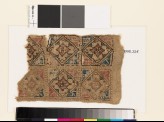 Textile fragment with squares, diamond-shapes, and quatrefoils