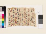 Textile fragment with tulips, leaves, and stems