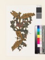 Textile fragment with pairs of leaves and bell-shaped flowers