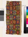 Textile fragment with chequerboard pattern