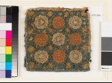 Textile fragment with circles, stars, and interlace, possibly a pot holder