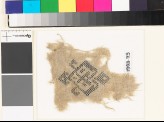 Textile fragment with geometric heart-shaped medallion