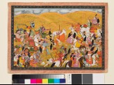 Battle scene between armies of devas and asuras