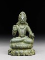 Figure of a seated bodhisattva or Maitreya, the future Buddha, on double lotus petal base