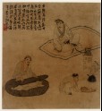 Figures preparing tea and playing musical instruments