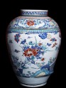 Misshapen baluster jar with flowers