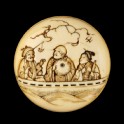 Manjū netsuke depicting Saigyō Hōshi in a ferry