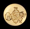 Manjū netsuke depicting manzai dancers at New Year (EA2001.131)