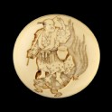 Manjū netsuke depicting Urashima Tarō riding on the back of his wife, who is disguised as a turtle (EA2001.139)