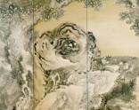 Six-fold screen depicting a roaring tiger