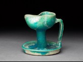 Oil lamp with turquoise glaze