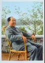 Chairman Mao seated by a lake