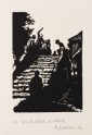 Figures sitting on a bridge