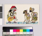 Card with characters from Wayang theatre