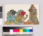 Card with characters from Wayang theatre