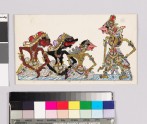 Card with characters from Wayang theatre