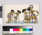 Card with characters from Wayang theatre