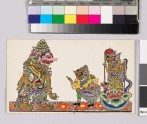 Card with characters from Wayang theatre