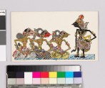 Card with characters from Wayang theatre