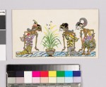 Card with characters from Wayang theatre