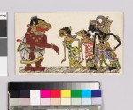 Card with characters from Wayang theatre