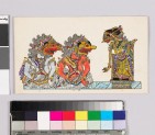 Card with characters from Wayang theatre